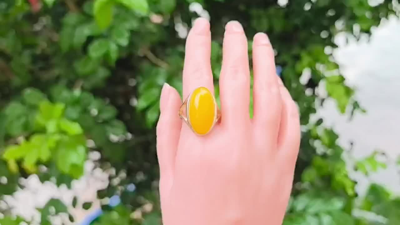 Stainless Steel Open Ring with Yellow Stone August Birthstone